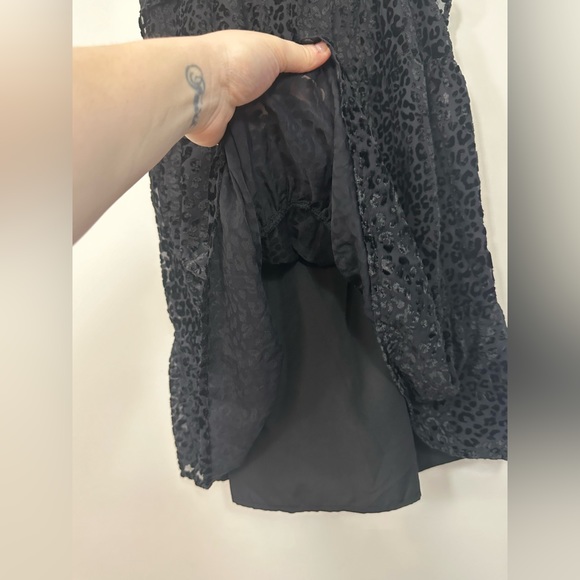 Loft babydoll velvet embossed leopard print frilly high neck party dress - Picture 8 of 12